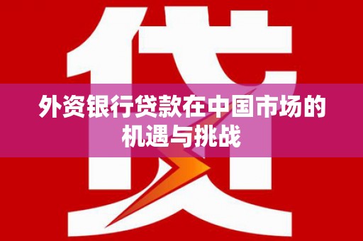 图们外资银行贷款在中国市场的机遇与挑战