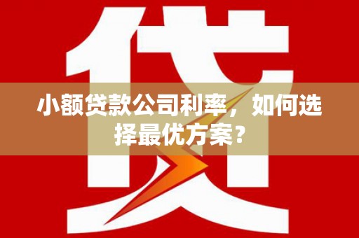 图们小额贷款公司利率，如何选择最优方案？