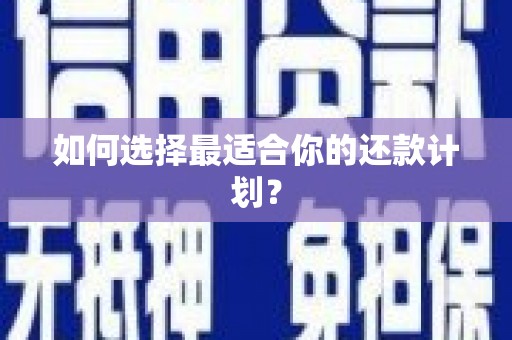 图们如何选择最适合你的还款计划？